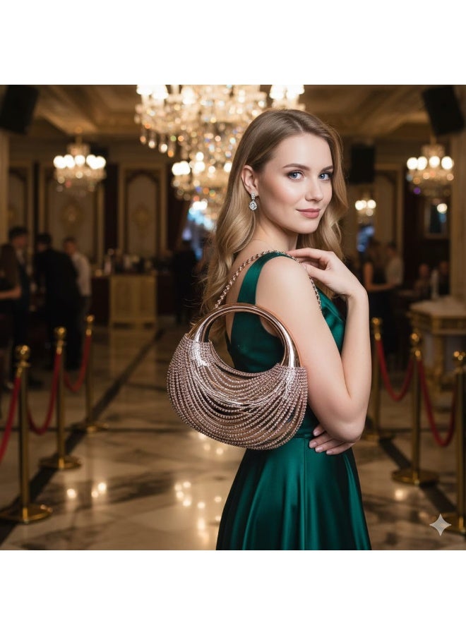 Flux Elegant Rose Gold Pink Colour Evening Clutch - Image 2